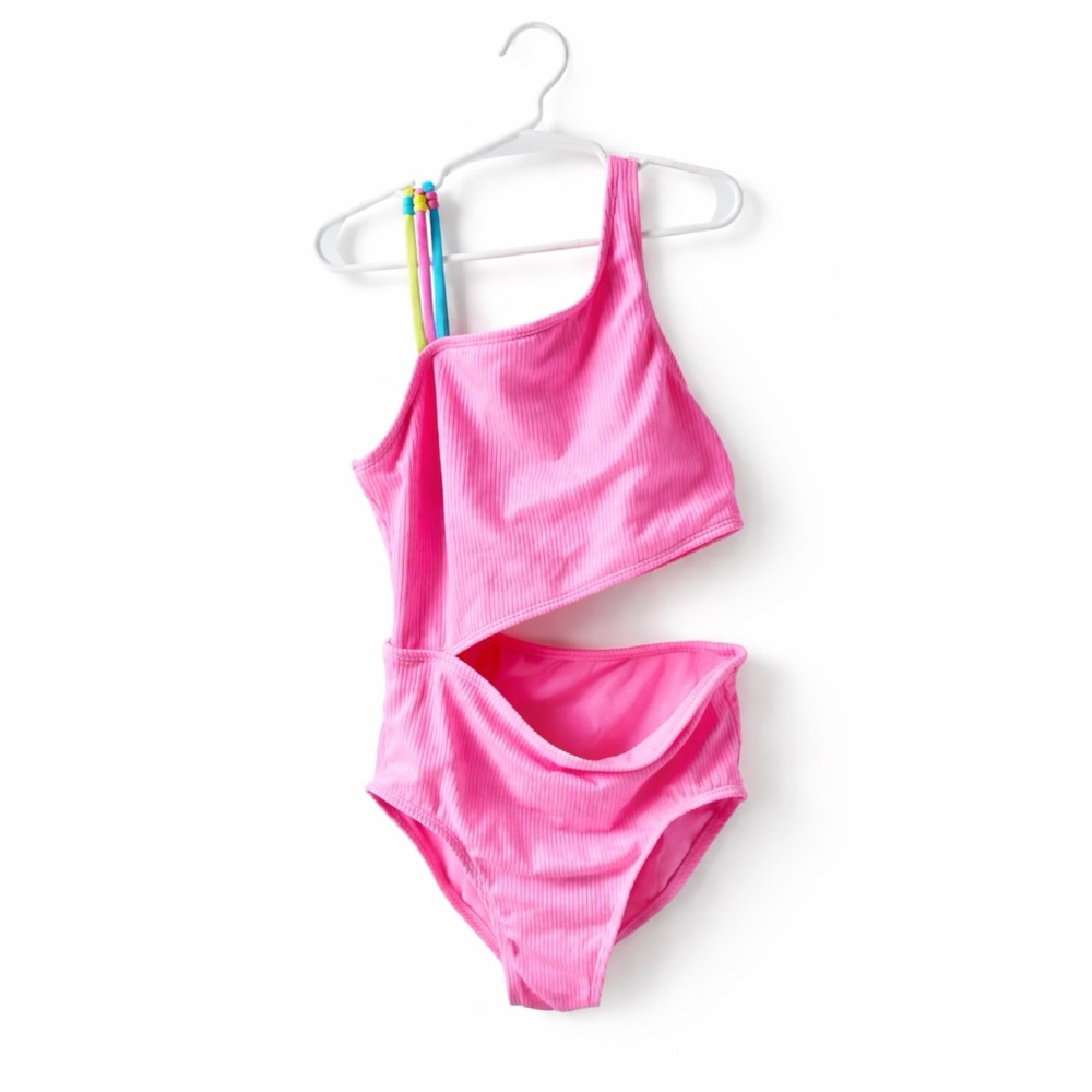 Art Class Pink Cutout Swimsuit XL 14 Beaded Strap One Piece